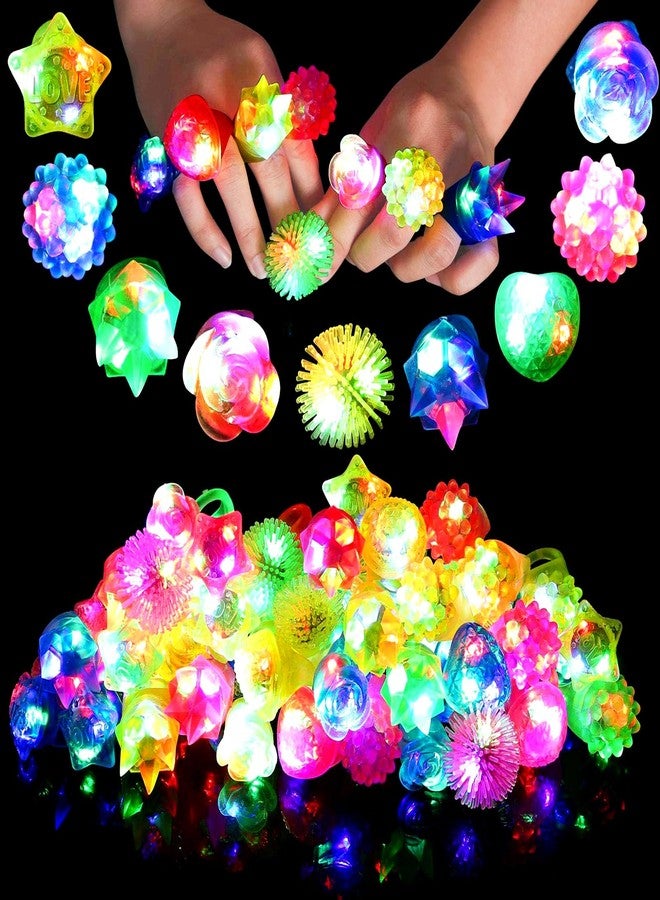 Sauyoza 38 Pack Light Up Rings Christmas Party Favors for Kids 4-8 8-12, Goodie Bags Stuffers Treasure Box Toys for Classroom Prizes, Birthday Glow in The Dark Party Supplies Favors for Kids - Image 1